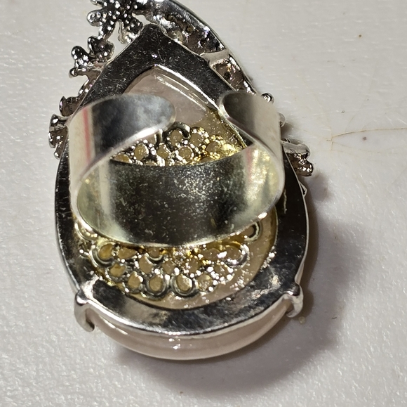 Handmade Romantic Natural Rose Quartz Gemstone Silver Tone Ring 17 - Picture 4 of 4